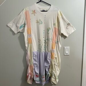 Vintage Staley Gretzinger NY patchwork tropical shirt dress